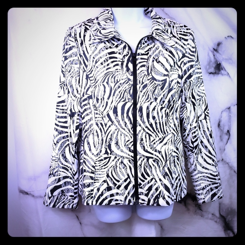 Savvy by Rafael Zebra Striped Jacket Black White